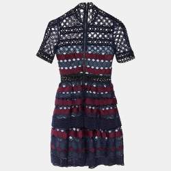 Self-Portrait Multicolor Hexagonal Guipure Lace Mini Dress XS