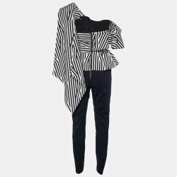Self-Portrait Monochrome Cotton Ruffle Detail Jumpsuit S