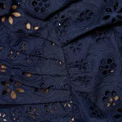 Self-Portrait Navy Blue Cutwork Lace One Shoulder Top S