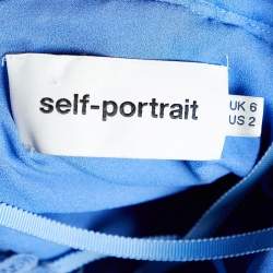 Pre Owned Self-Portrait Cornflower Blue Guipure Lace Mini Dress S