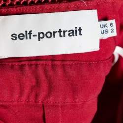 Pre Owned Self-Portrait Red Floral Lace Sleeveless Midi Dress S