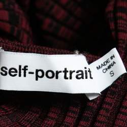 Pre Owned Self-Portrait Burgundy Rib Knit Long Sleeve Midi Dress S