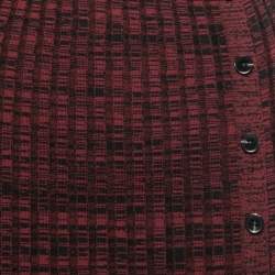 Pre Owned Self-Portrait Burgundy Rib Knit Long Sleeve Midi Dress S