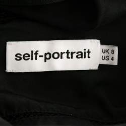 Self-Portrait Black Knit & Lace Trim Jumpsuit S