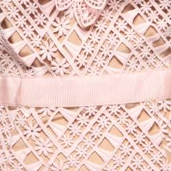 Pre Owned Self-Portrait Pink Guipure Lace Mini Dress S