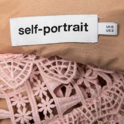 Pre Owned Self-Portrait Pink Guipure Lace Mini Dress S