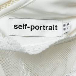 Pre Owned Self-Portrait White Lace Ruffled Midi Dress S