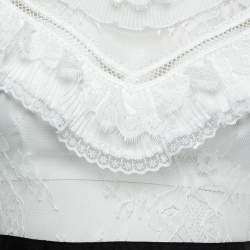 Pre Owned Self-Portrait White Lace Ruffled Midi Dress S