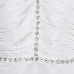 Self-Portrait White Taffeta Rhinestone Embellished Mini Dress M