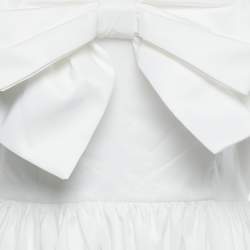 Pre Owned Self-Portrait White Taffeta Bow Detail Off-Shoulder Mini Dress S