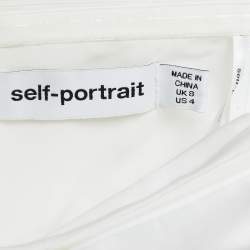 Pre Owned Self-Portrait White Taffeta Bow Detail Off-Shoulder Mini Dress S