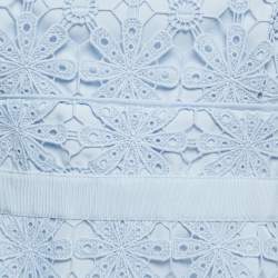 Pre Owned Self-Portrait Light Blue Guipure Lace Mini Dress S