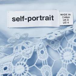 Pre Owned Self-Portrait Light Blue Guipure Lace Mini Dress S