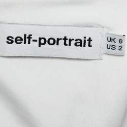 Pre Owned Self-Portrait White Polka-Dot Chiffon Pleated Midi Dress S