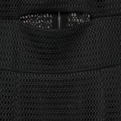 Pre Owned Self-Portrait Black Textured Fringed Detail Sleeveless Dress S