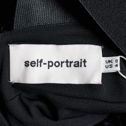 Pre Owned Self-Portrait Black Textured Fringed Detail Sleeveless Dress S