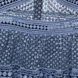 Pre Owned Self-Portrait Blue Guipure Lace Tiered Mini Dress S