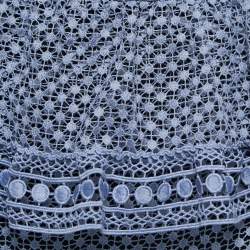 Pre Owned Self-Portrait Blue Guipure Lace Tiered Mini Dress S