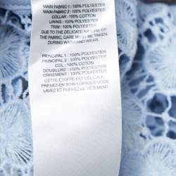 Pre Owned Self-Portrait Light Blue Floral Guipure Peplum Top M