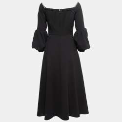 Pre Owned Self-Portrait Black Crepe Embellished Puff-Sleeve Maxi Dress S