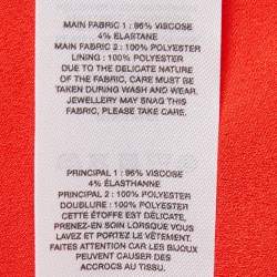 Pre Owned Self-Portrait Orange Chiffon Plisse Cold Shoulder Dress M