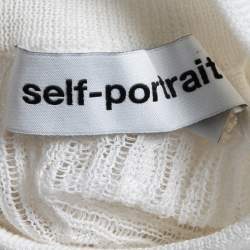 Self-Portrait White Open Knit Ruffled Cutout Detail Pullover S