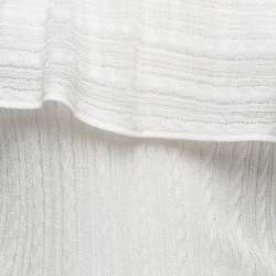 Self-Portrait White Open Knit Ruffled Cutout Detail Pullover S
