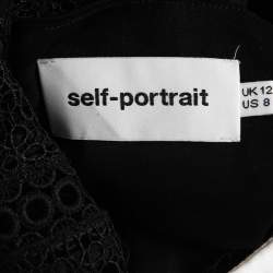 Self-Portrait Black Crepe Lace Trimmed Full Sleeve Playsuit M