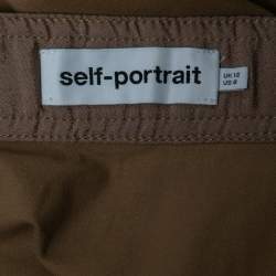 Pre Owned Self-Portrait Brown Cotton Asymmetric Ruffled Skirt M