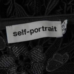 Self-Portrait Black Floral Lace High Neck Full Sleeve Top S