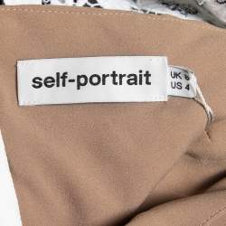 Pre Owned Self Portrait White/Black Crepe & Lace Pleated Maxi Dress S