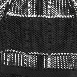 Pre Owned Self-Portrait Black Crochet Overlay Short Sleeve Mini Dress S