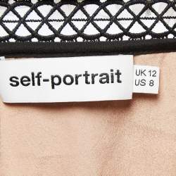 مملوكة مسبقًا Self-Portrait Beige Sequin Embroidered Tulle Tiered Midi Dress M