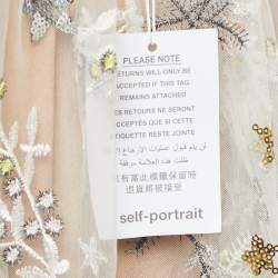مملوكة مسبقًا Self-Portrait Beige Sequin Embroidered Tulle Tiered Midi Dress M