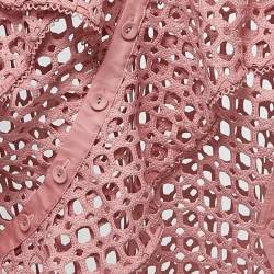 Self-Portrait Pink Guipure Lace One Shoulder Ruffled Top M
