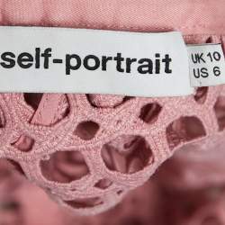 Self-Portrait Pink Guipure Lace One Shoulder Ruffled Top M