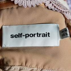 Pre Owned Self-Portrait Pink Guipure Lace Off Shoulder Midi Dress M