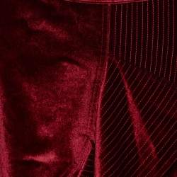 Pre Owned Self-Portrait Burgundy Velvet Ruffled Mini Skirt S