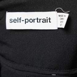 Pre Owned Self-Portrait Black Sequined Tulle Tiered Midi Dress M