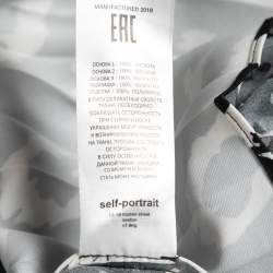 Pre Owned Self-Portrait Black-White Leopard Print Crepe De Chine Lace Trim Wrap Dress M