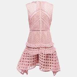 Pre Owned Self-Portrait Dusty Pink Guipure Lace Sleeveless Mini Dress M