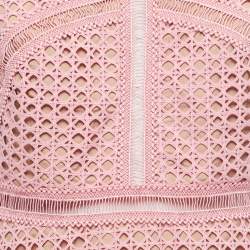 Pre Owned Self-Portrait Dusty Pink Guipure Lace Sleeveless Mini Dress M