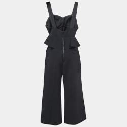 Self-Portrait Black Crepe Ruffled Cut-out Detail Strappy Jumpsuit M