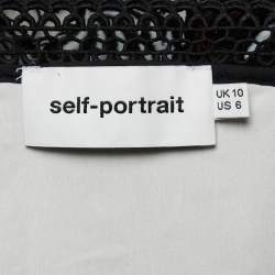 Pre Owned Self-Portrait Black/White Guipure Lace Sleeveless Midi Dress M