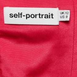 Pre Owned Self-Portrait Pink Dotted Chiffon Ruffled Sleeveless Midi Dress M