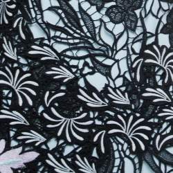 Pre Owned Self-Portrait Black Floral Lace Asymmetrical Midi Dress S