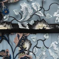 Pre Owned Self-Portrait Black/Blue Florentine Embroidered Tulle Maxi Dress S