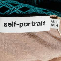 Pre Owned Self-Portrait Green Guipure Lace Tiered One Shoulder Midi Dress S