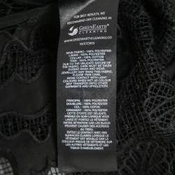 Self-Portrait Black Guipure Floral Lace Collared Shirt L