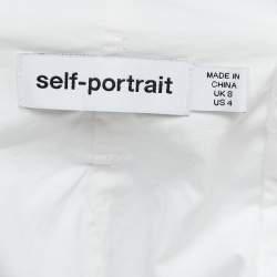 Pre Owned Self-Portrait White Cotton Blend Lace Belted Paperbag Shorts S